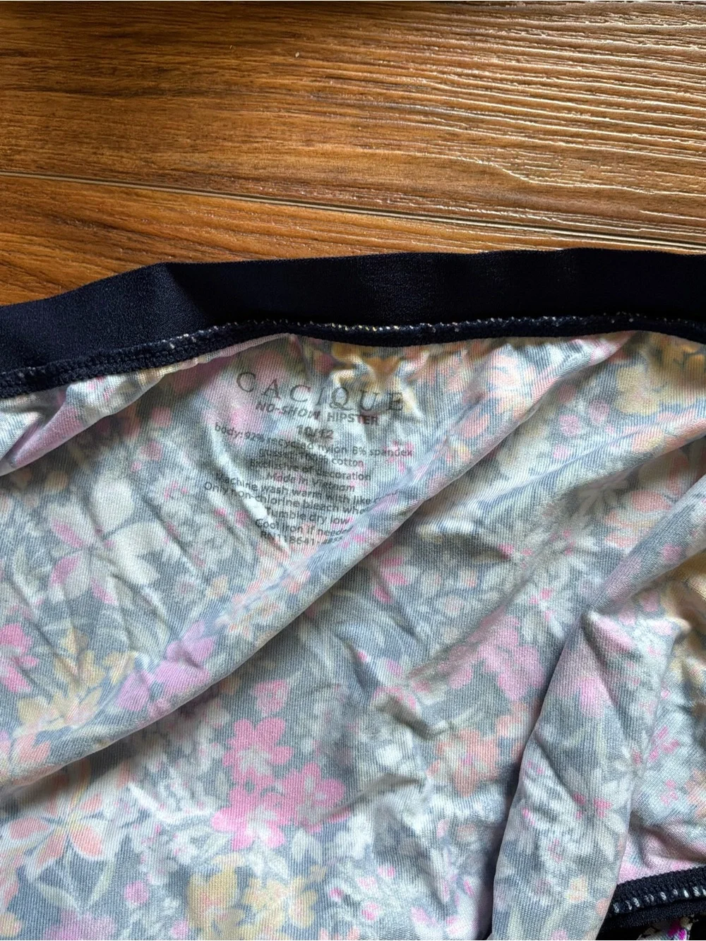 Cacique Navy Floral Bra & Brief Set with Pink, Yellow & White Flowers